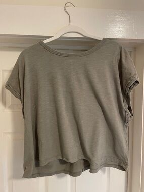 We The Free Olive Green Short Sleeve Crop Tee